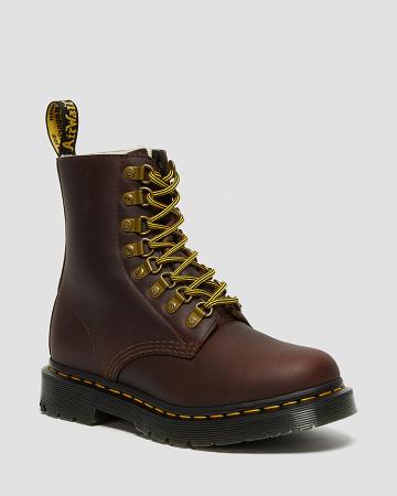 Dr Martens 1460 Pascal DM's Wintergrip Læder Snørestøvler Dame Brune | DK 184AHK